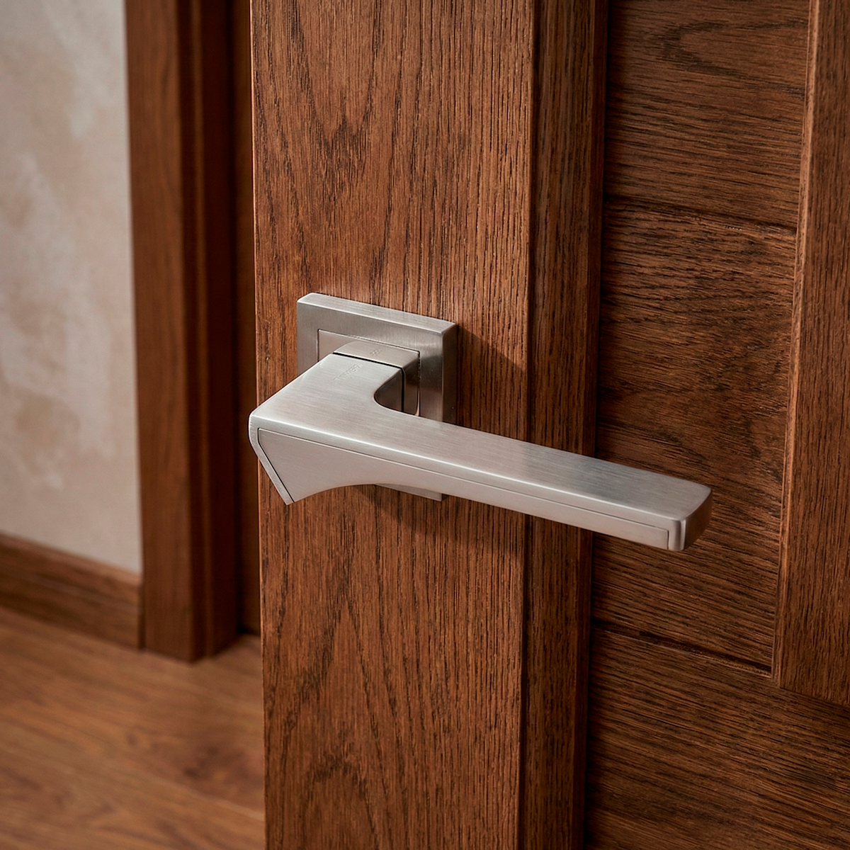 '740' model door handle with square zamak rose in space gray finish for doors