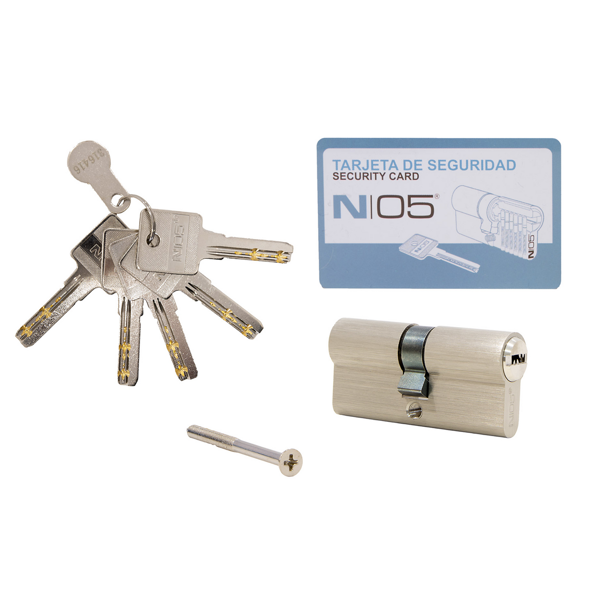 30x30 nickel-plated medium security lock cylinder with long cam for doors