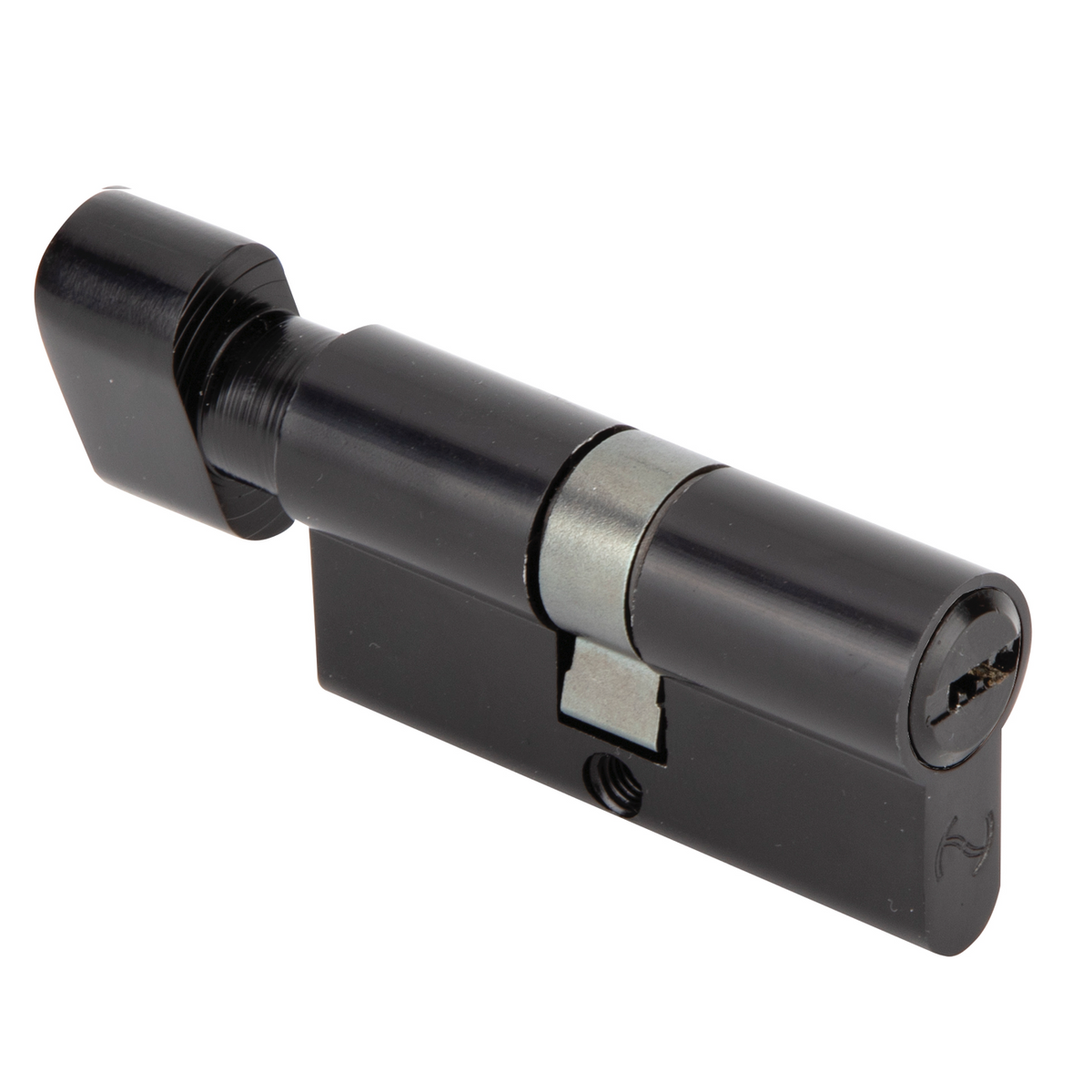 Black security cylinder with thumbturn and dimple key 30x30