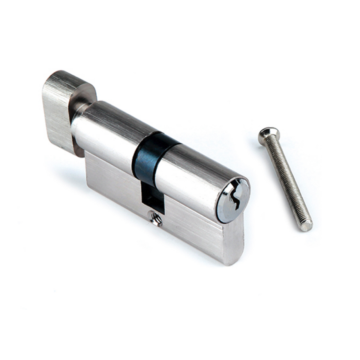 Nickel-plated 30x30 standard key cylinder with thumbturn