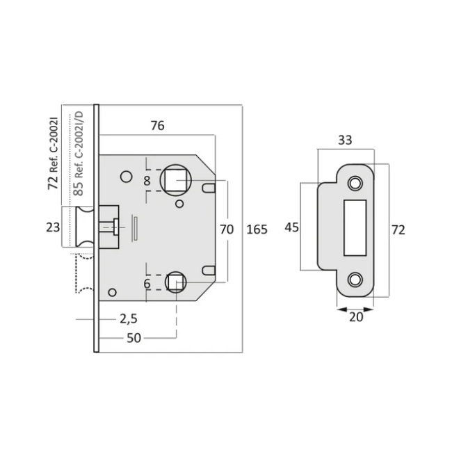 70 mm reversible graphite door handle
