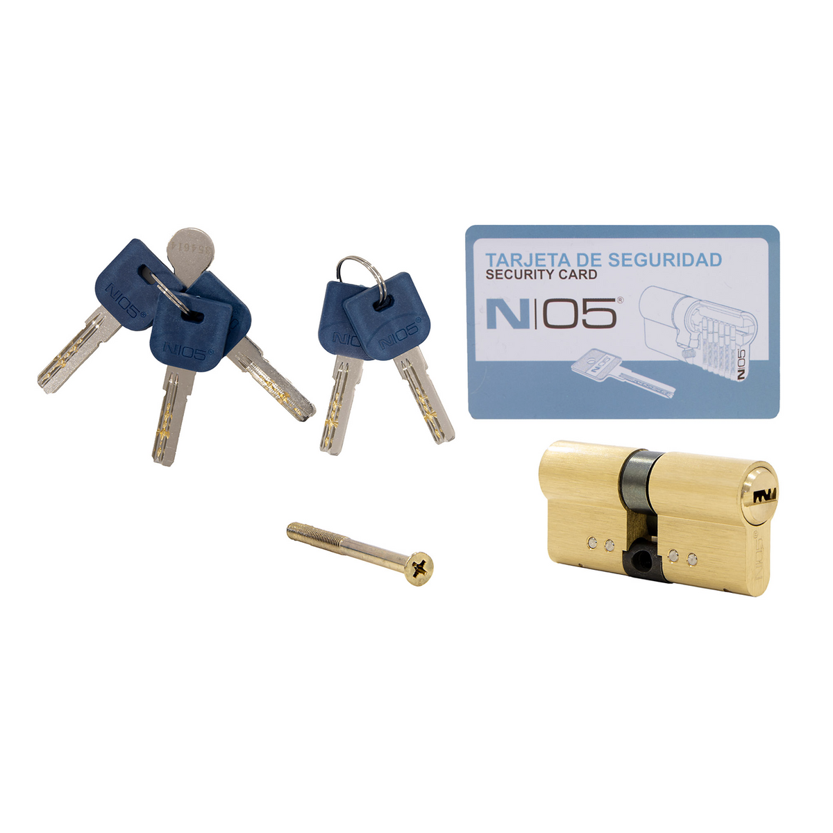 High-security 30x30 brass door lock cylinder with long cam