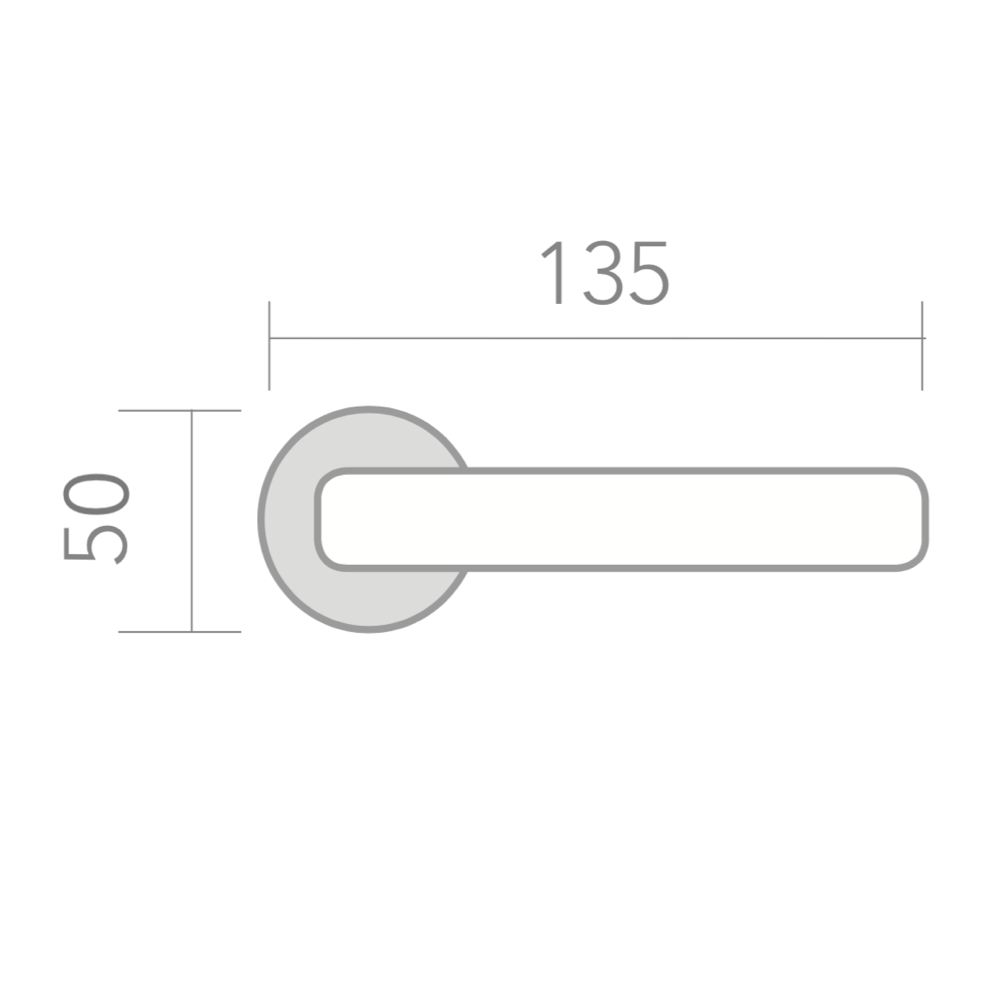 '501' model door handle with round brass rose in gold finish