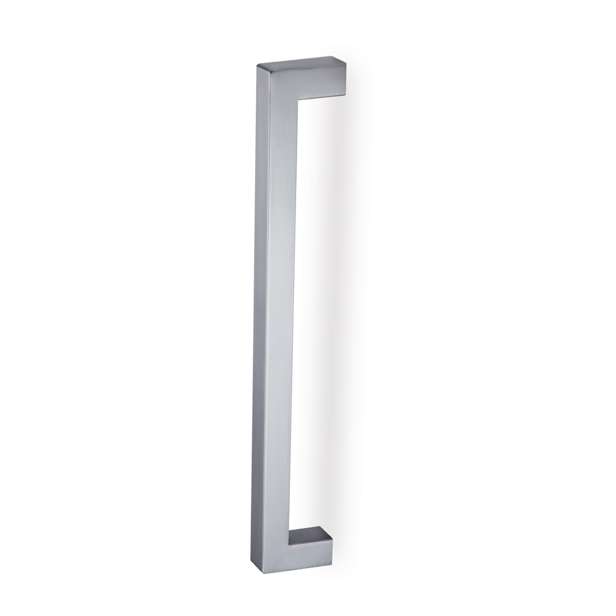 Square stainless steel pull handle for wood and glass, 400mm centers, 20mm thickness