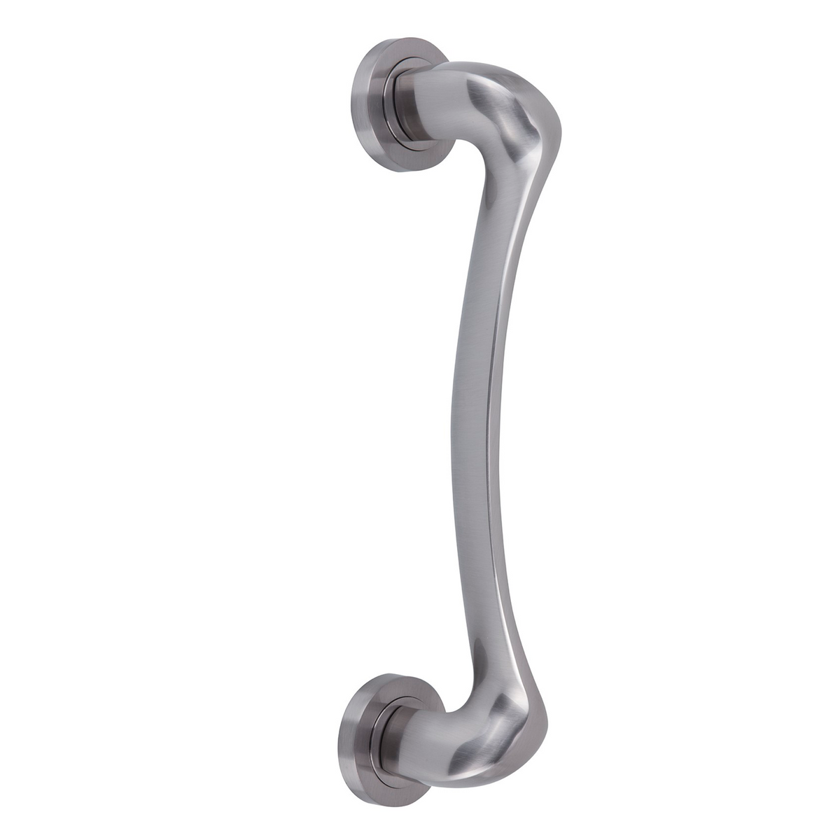 Avant-garde zamak door handle in satin nickel finish, model 934