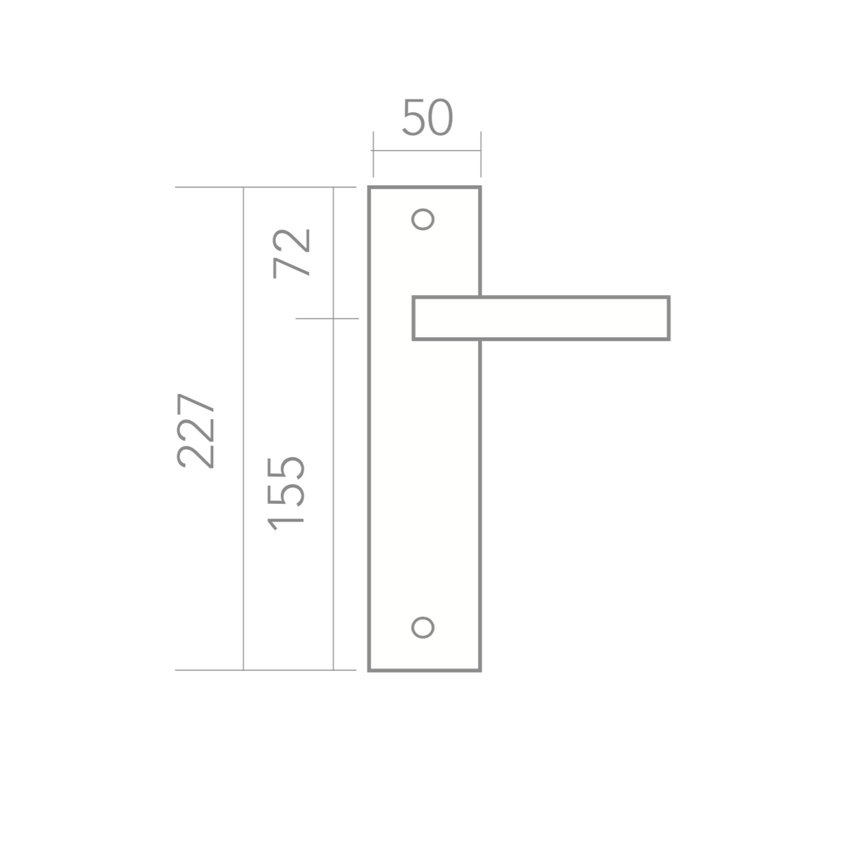 '530' model door handle with a matte black rectangular aluminum plate