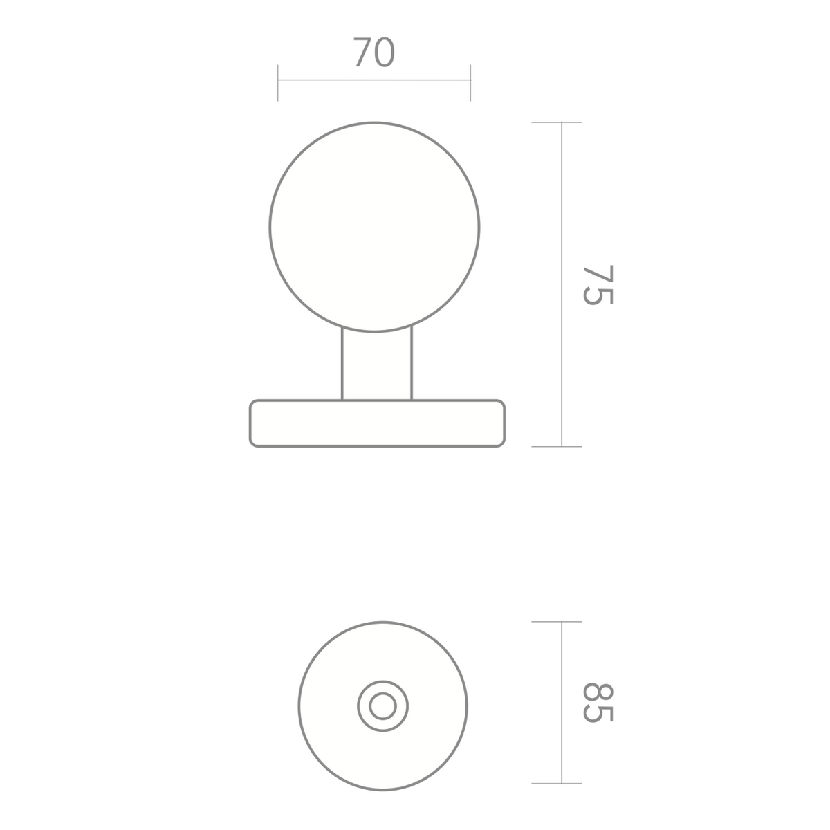 Pomo con forma de seta de zamak en acabado negro para puertas de entrada