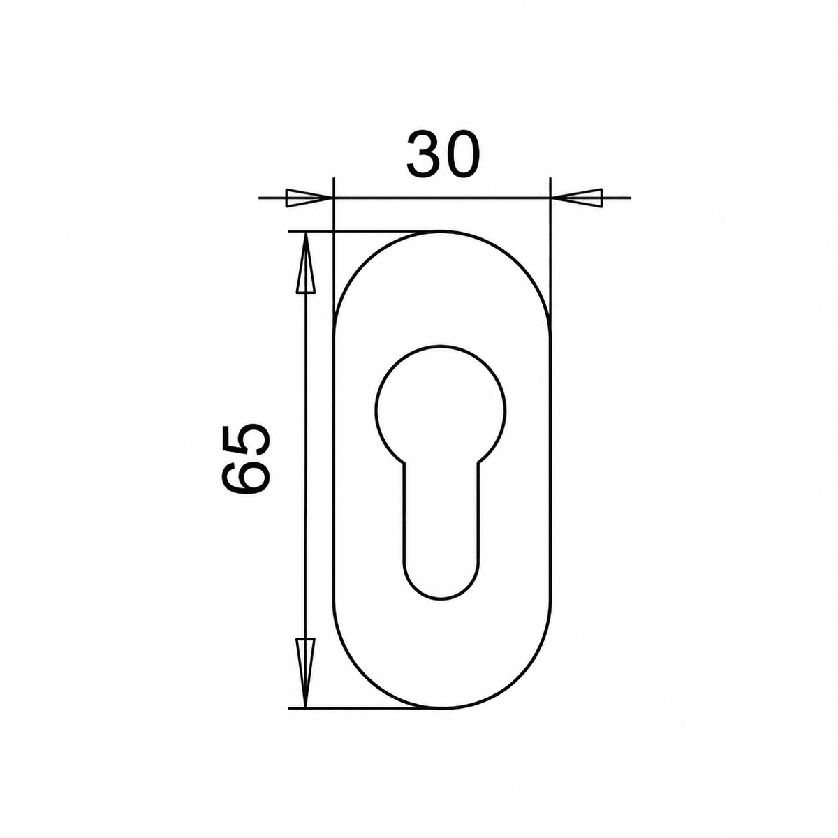 Pear-shaped escutcheon with oval rose in stainless steel for doors