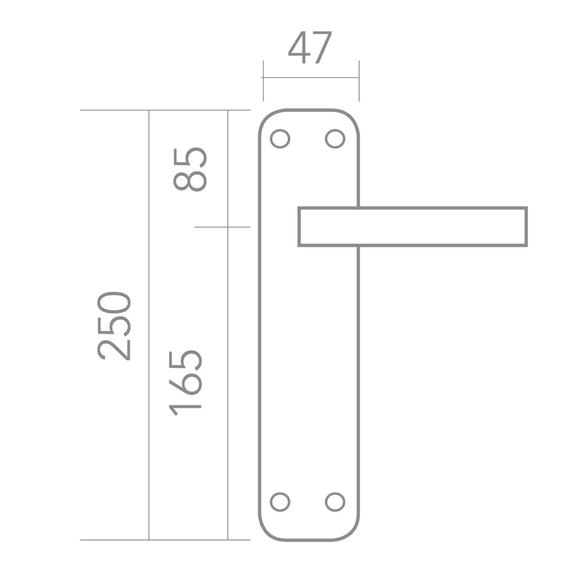 '881' model door handle with an oval aluminum plate in a satin gold finish