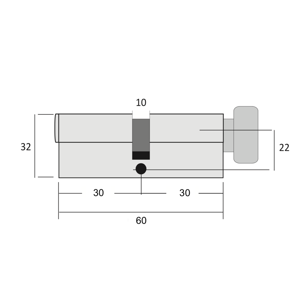 Black security cylinder with thumbturn and dimple key 30x30