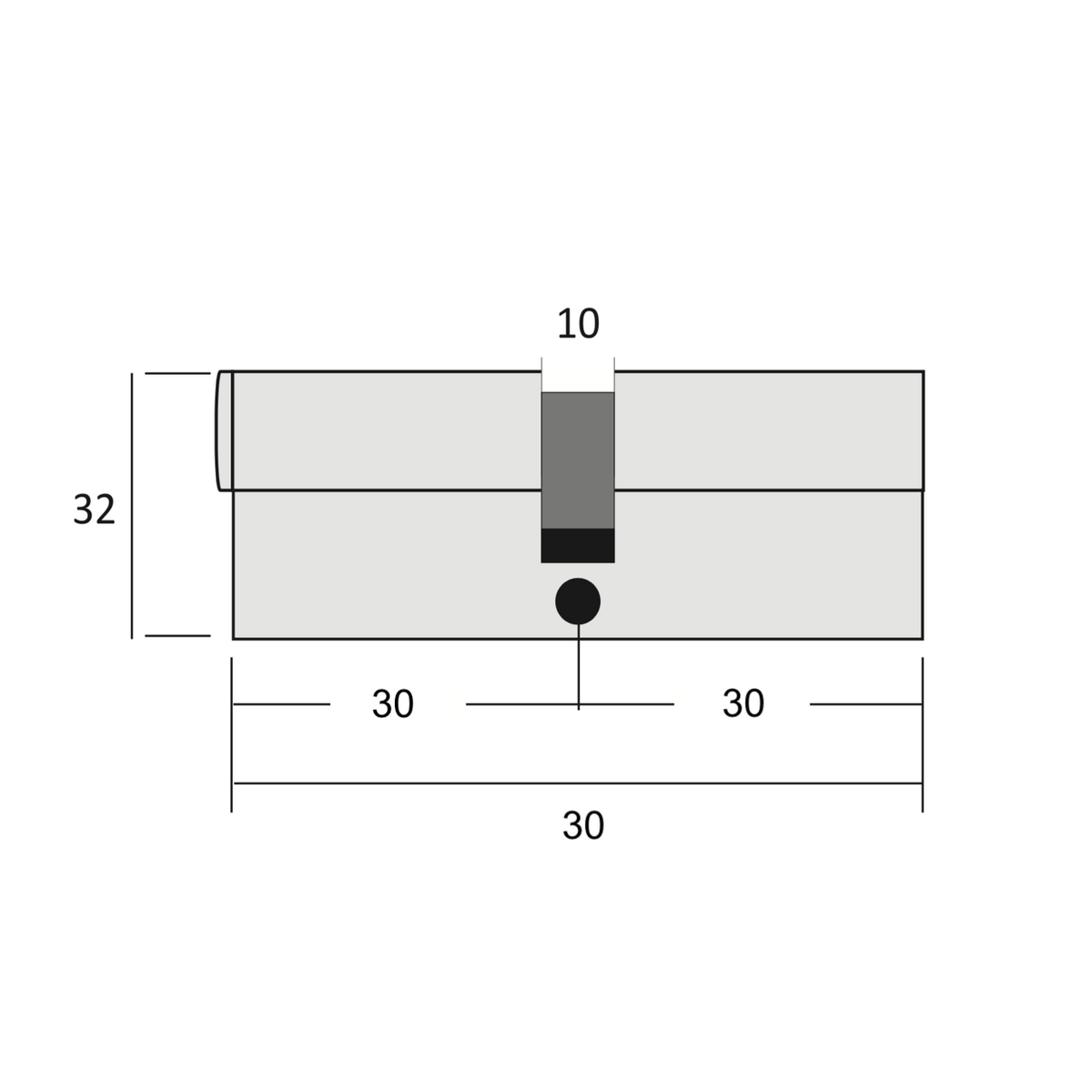 Nickel-plated 30x30 standard key cylinder