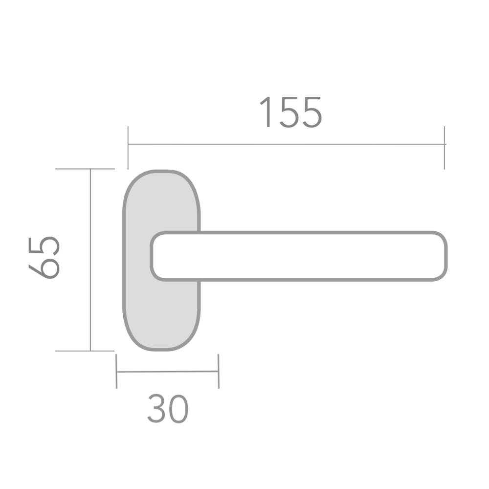 Manilla modelo '403' con Roseta estrecha ovalada inoxidable para puertas de aluminio