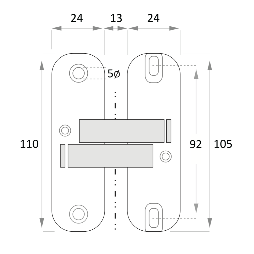 Bisagra oculta invisible en blanco ajustable en 3 ejes para puertas