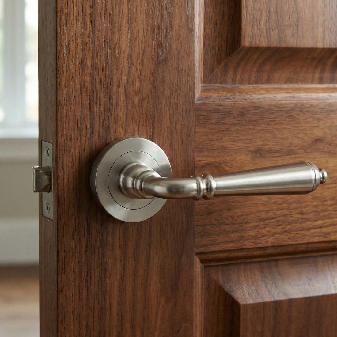Round rose handle in R-410 satin nickel aluminum