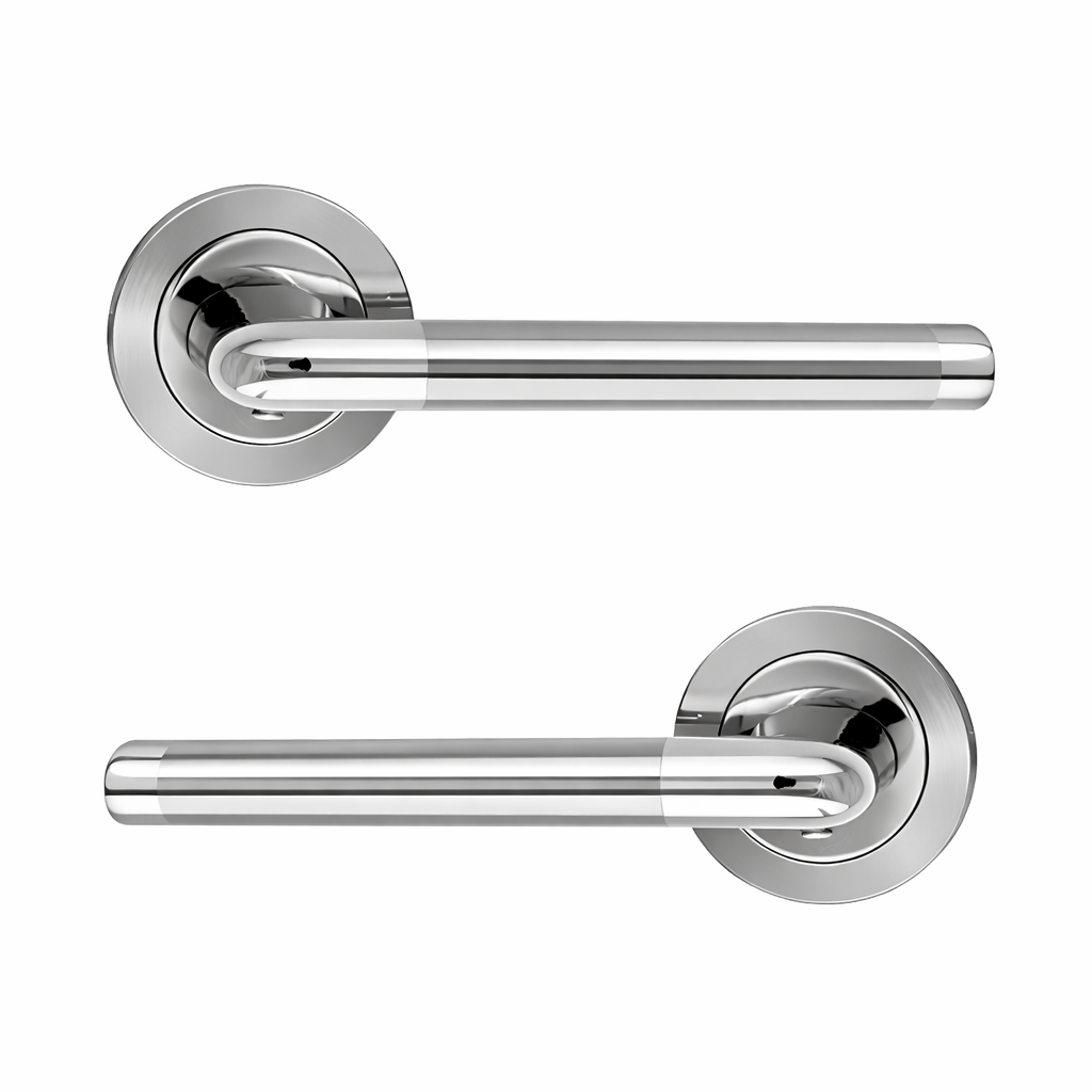 Klamka do drzwi model '140A', prosta, aluminiowa z okrągłym szyldem