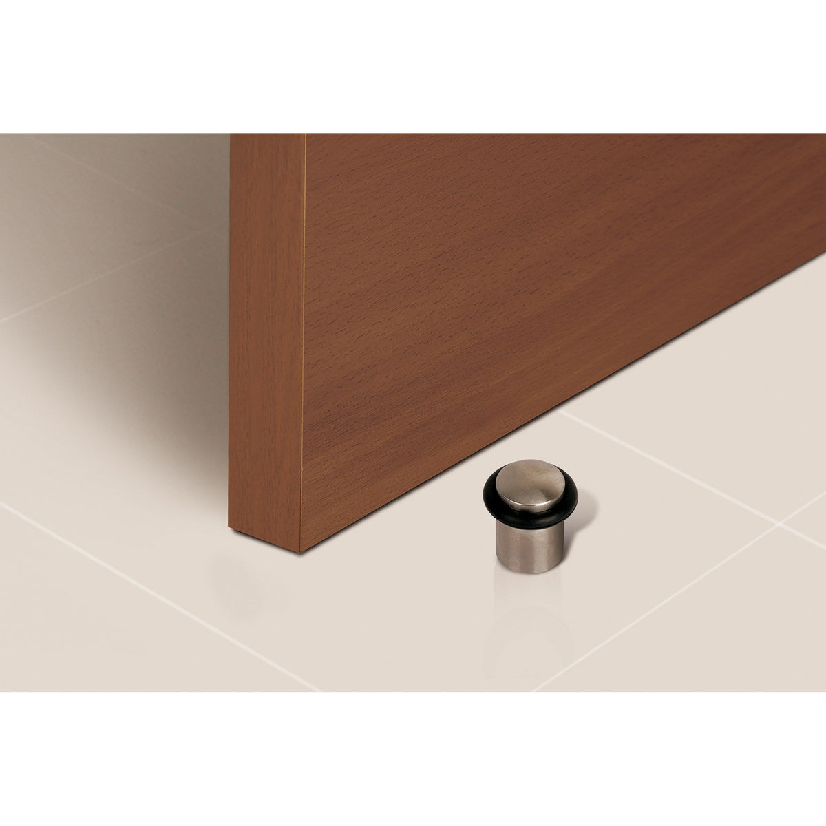 6 nickel-plated cylindrical door stops with rubber buffer and 20mm diameter