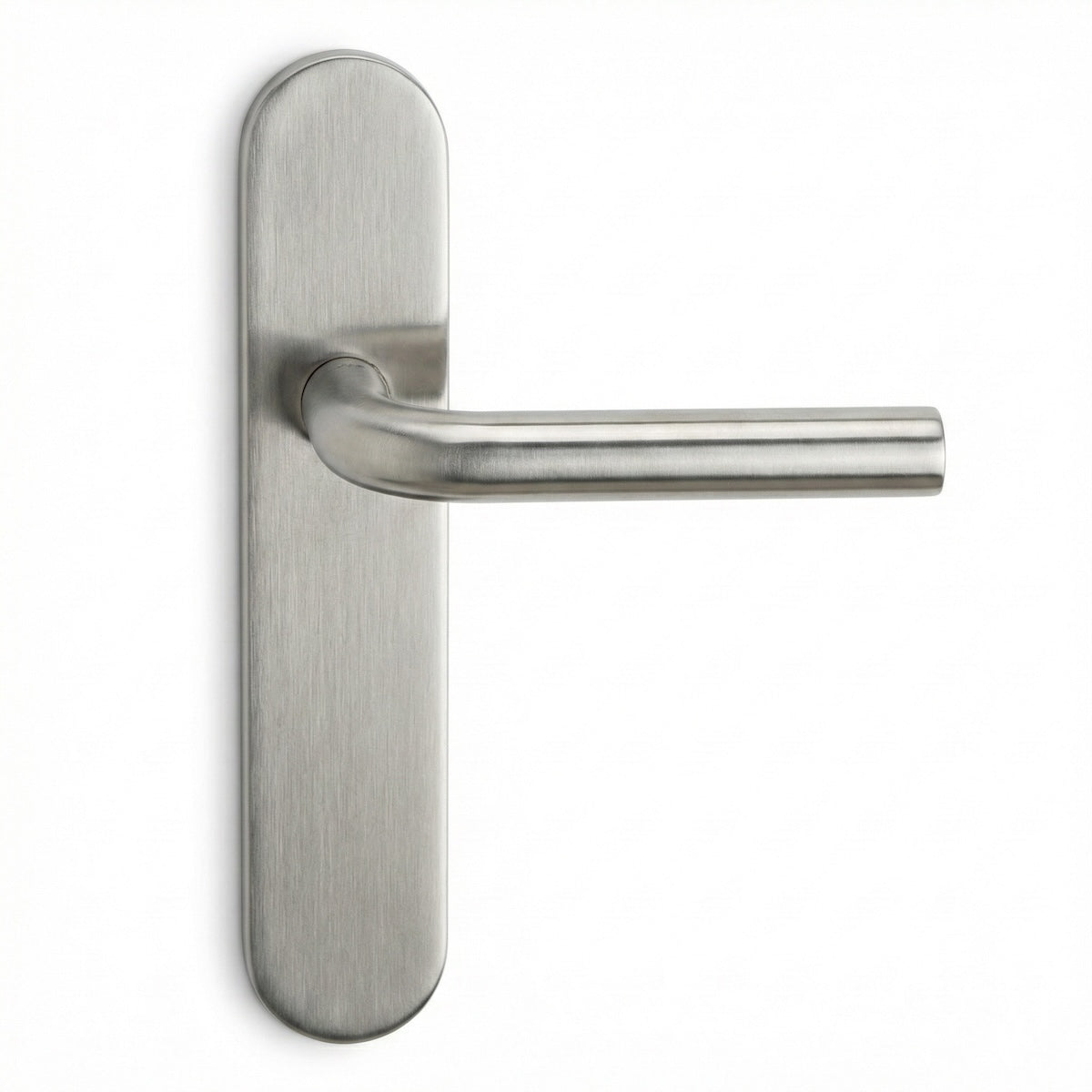 Manilla modelo '403' con Placa ovalada de acero inoxidable y tornillos ocultos para puertas