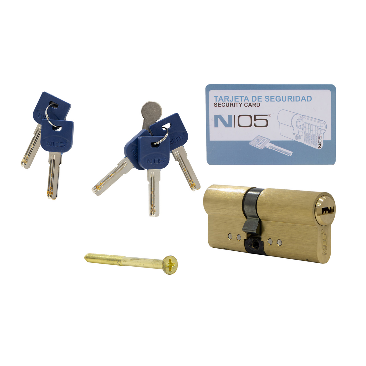 High-security 30x40 brass cylinder lock with long cam for doors