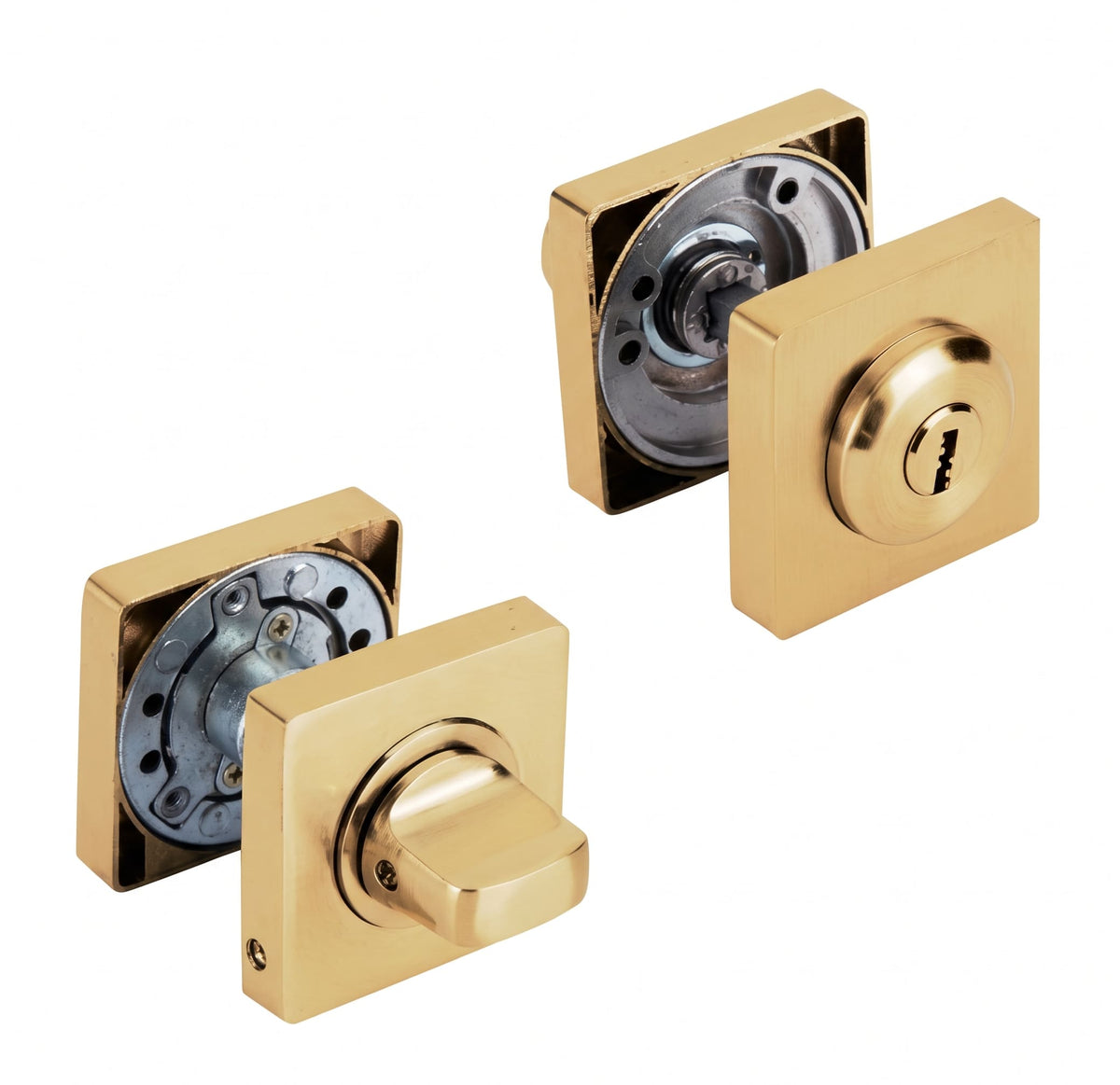 Cilindro muletilla cuadrado con llave en latonado satinado de 50 mm para puertas