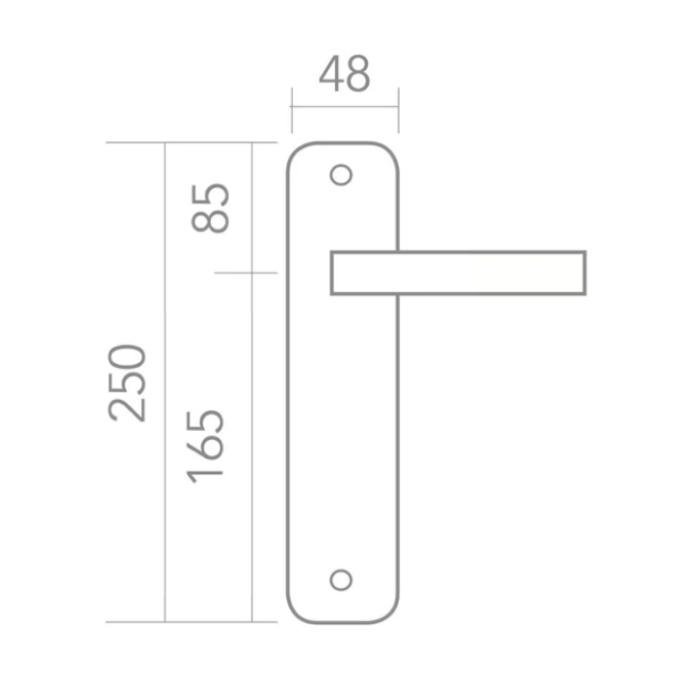 Manilla con placa ovalada de aluminio 250x48 mm en negro para interior