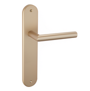 Poignée de porte sur plaque ovale 250x48 mm en laiton mat