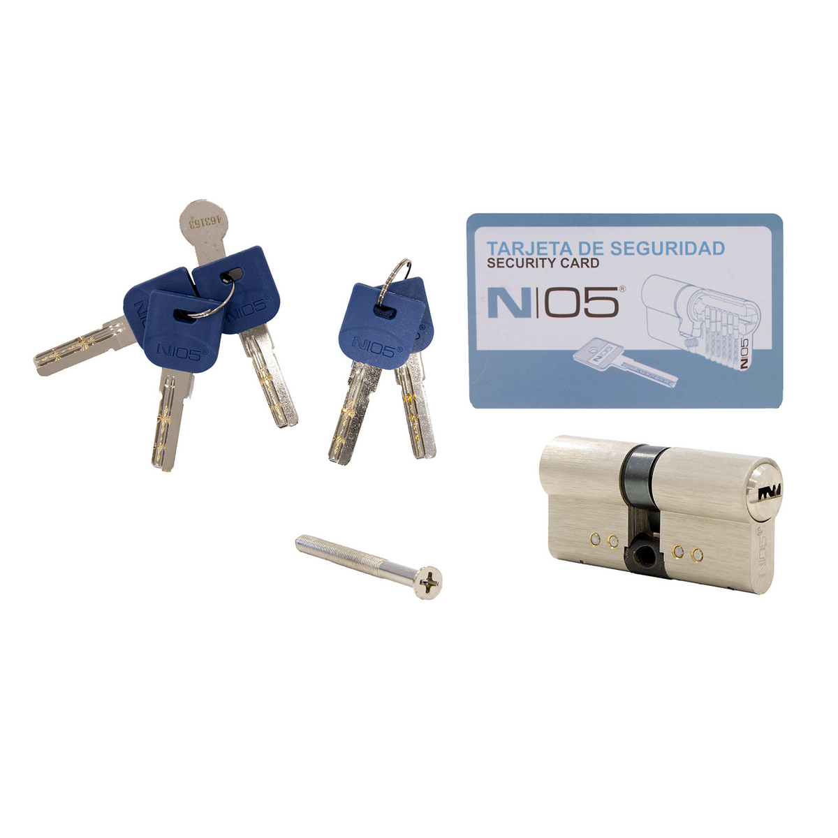 30x30 high-security nickel-plated cylinder with long cam for doors