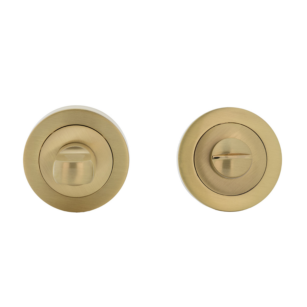 Zamak-WC-Verriegelung mit runder Rosette 50mm in satiniertem Gold-Finish