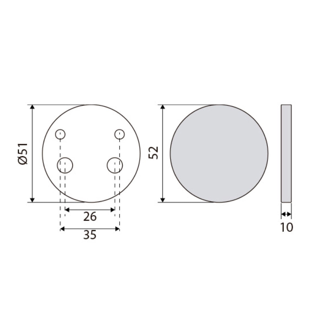Blind-Sicherheitsrosette/Schlüssellochabdeckung aus Edelstahl, 52mm Durchmesser