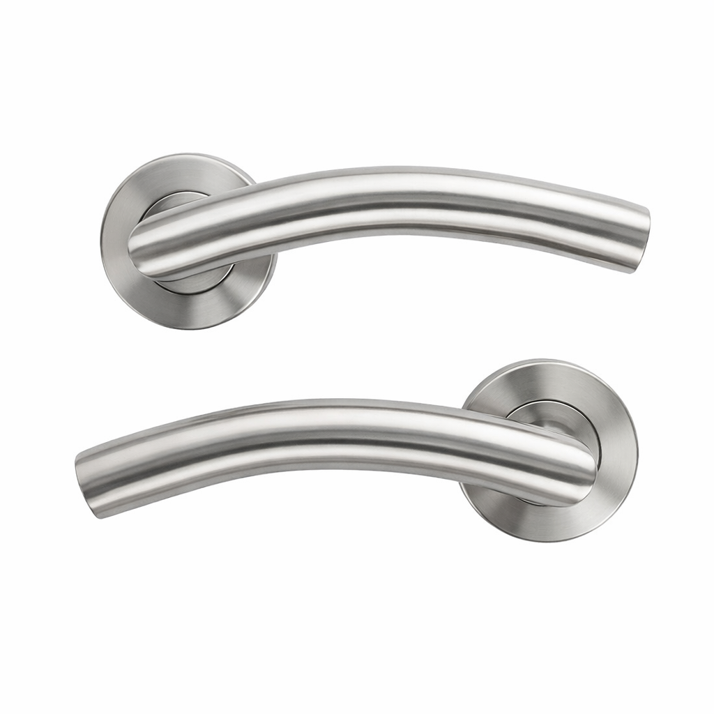 Manilla curva Nix tubular de acero inoxidable con Roseta Redonda para puertas
