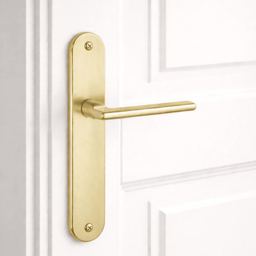 Satin gold aluminum rental oval plate handle