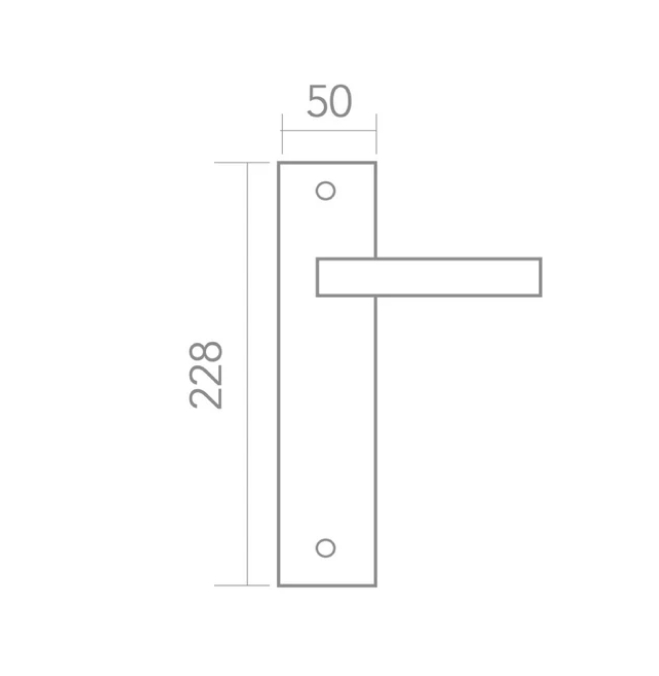 Rectangular rental plate handle in satin gold aluminum