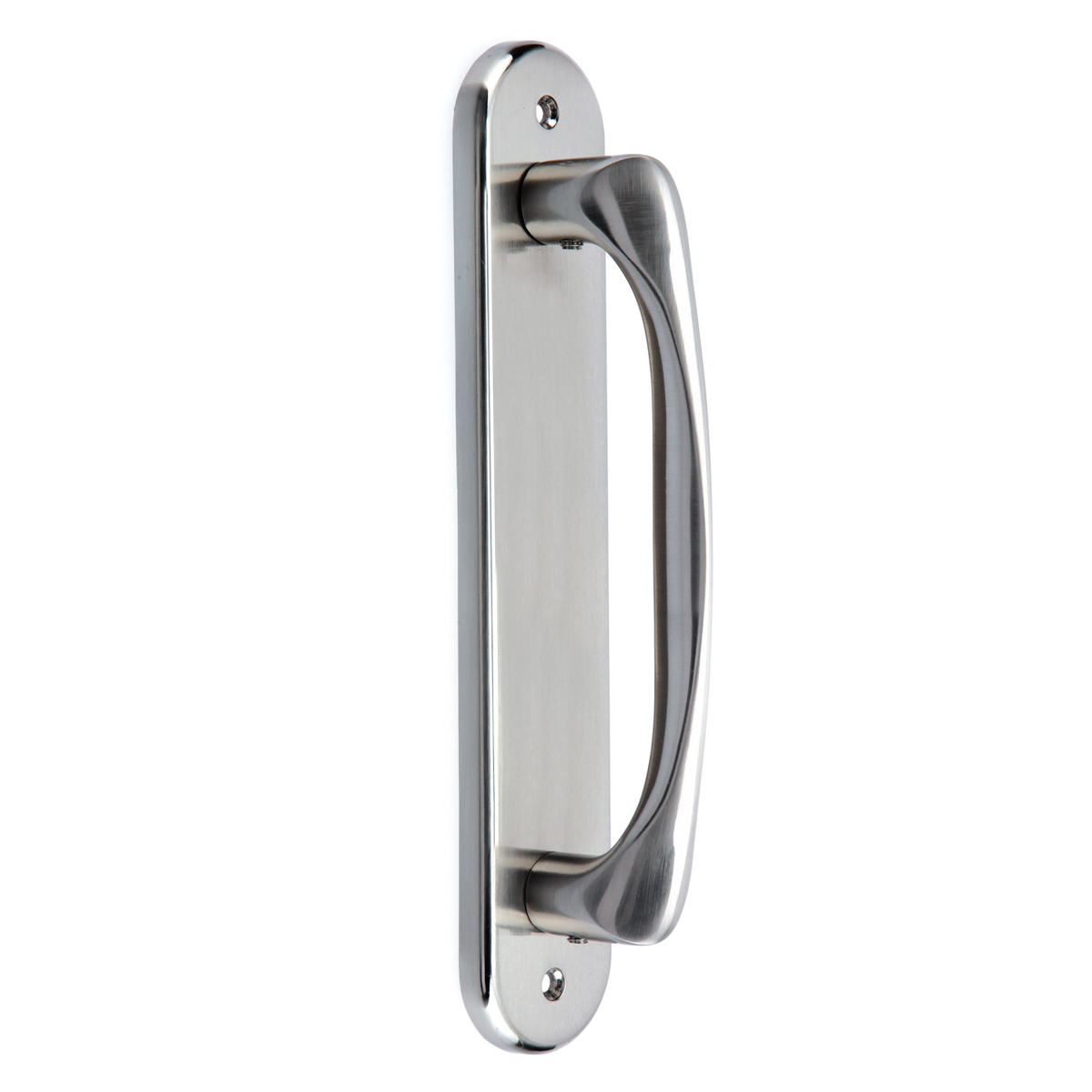 Poignée de tirage vague avec plaque ovale en zamak finition nickel satiné modèle 554