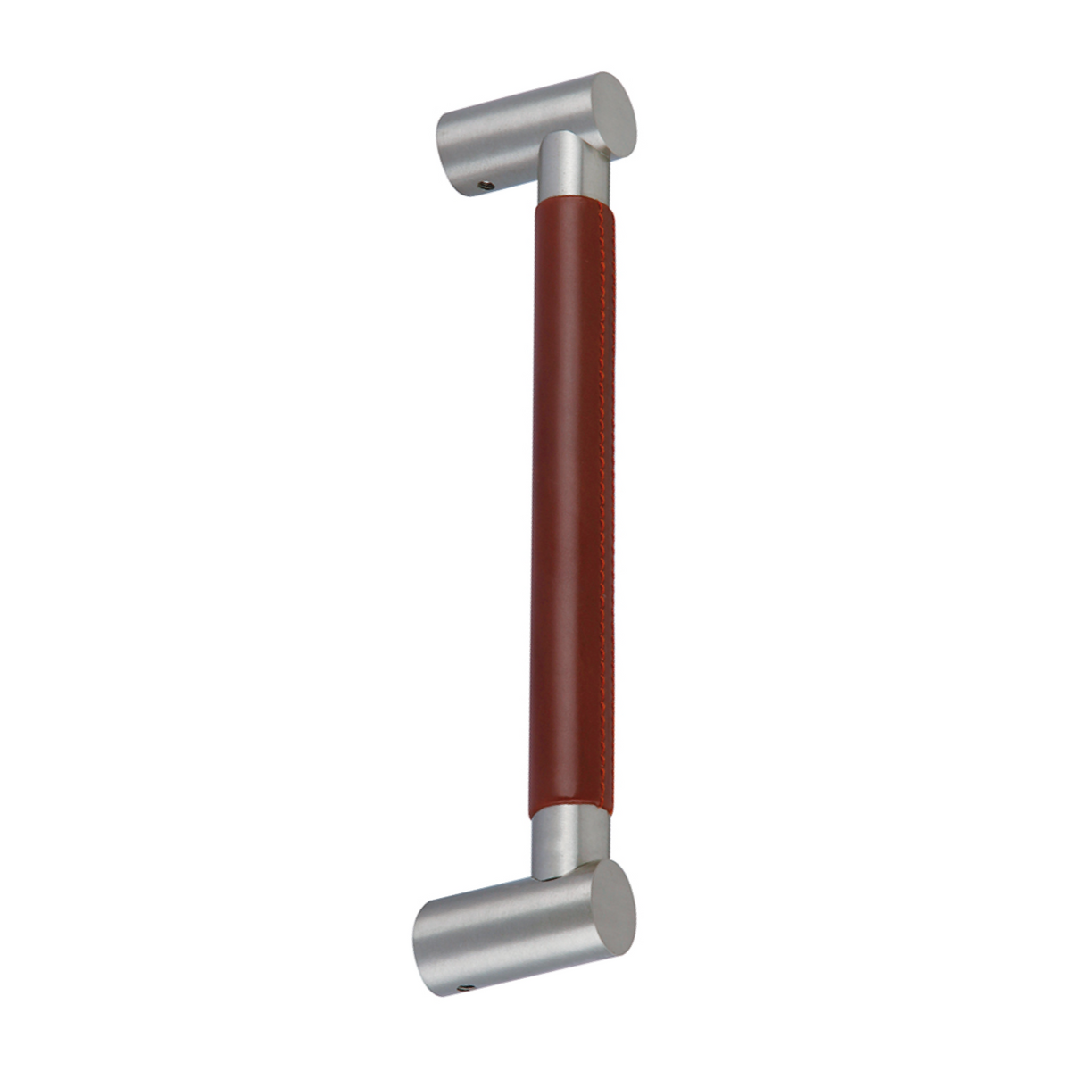 Brass pull handle covered in maroon leather, model 164