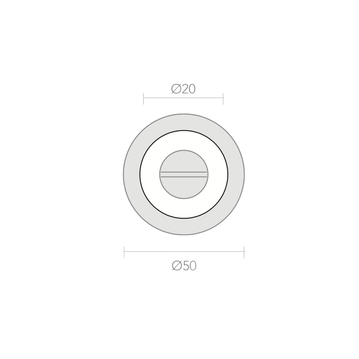 Zamak-WC-Verriegelung mit runder Rosette 50mm in satiniertem Nickel