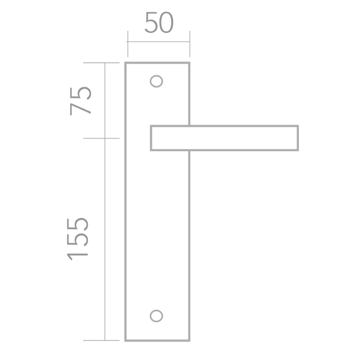 Poignée modèle "220" en zamak avec plaque rectangulaire finition graphite pour portes