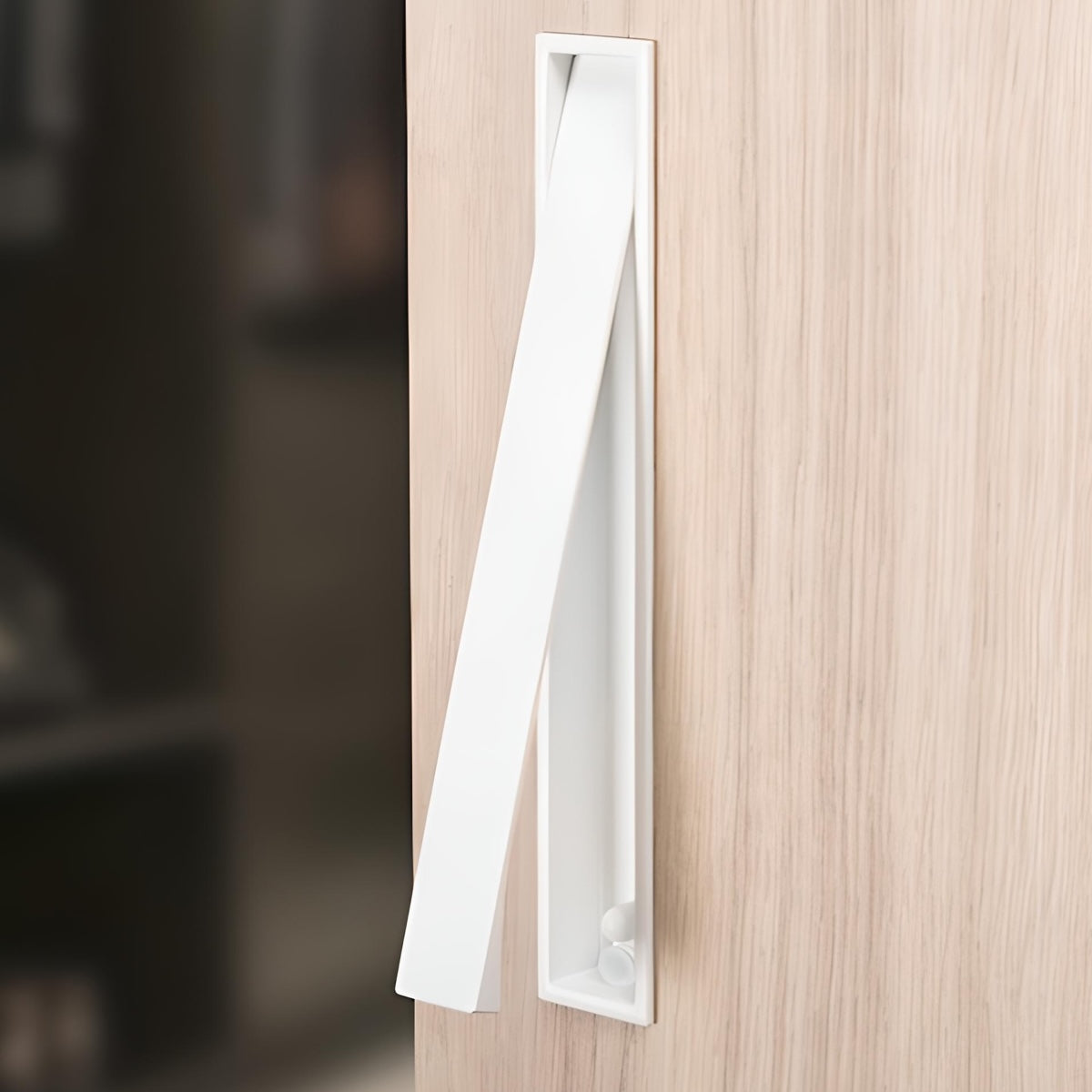 160mm white Clos rectangular recessed pull handle for sliding doors