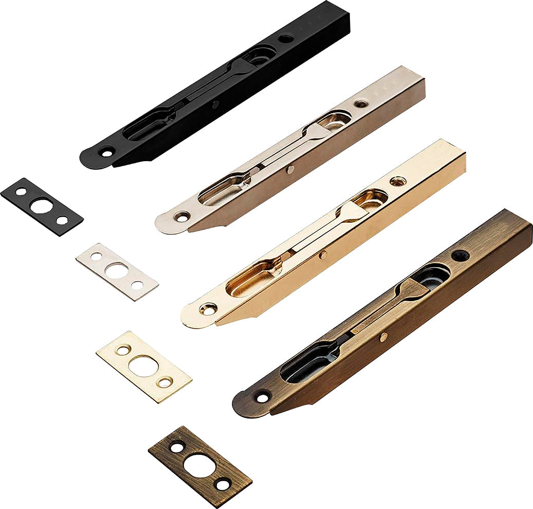 Pasador de embutir de acero inoxidable latonado brillo de 160 mm para puertas dobles