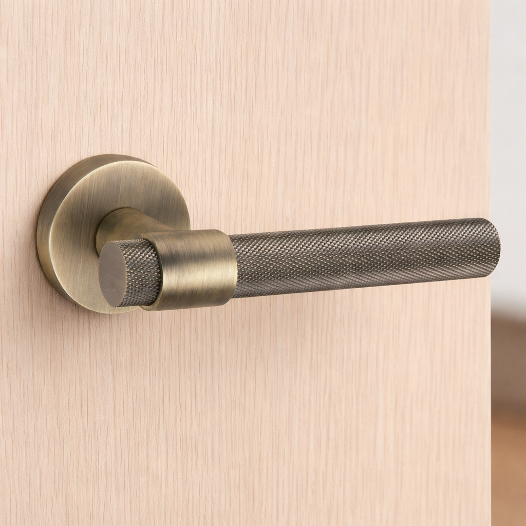 Pepo-01 round rosette handle in Zamak leather