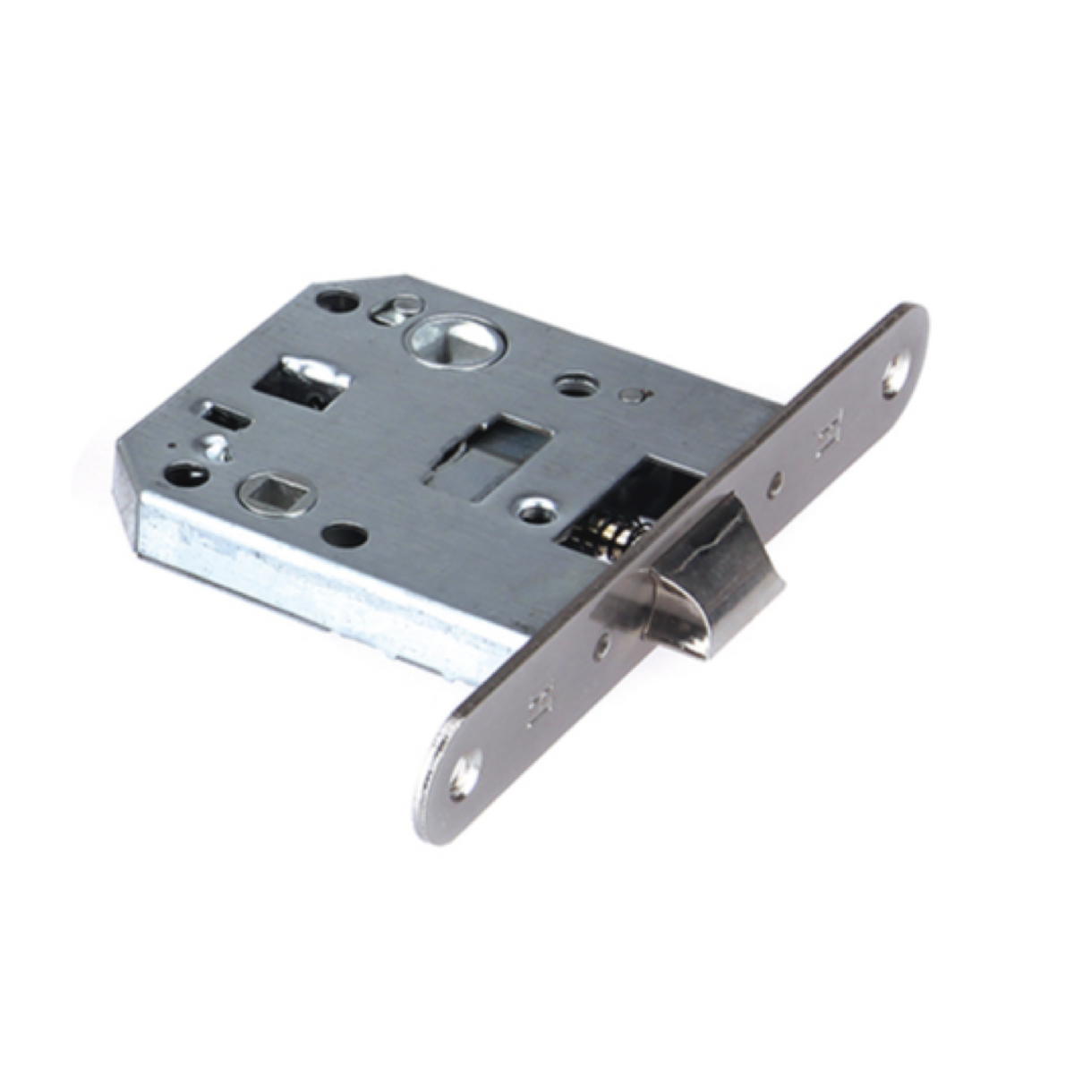 Reversible unified latch, 47mm backset, satin nickel finish, round edge