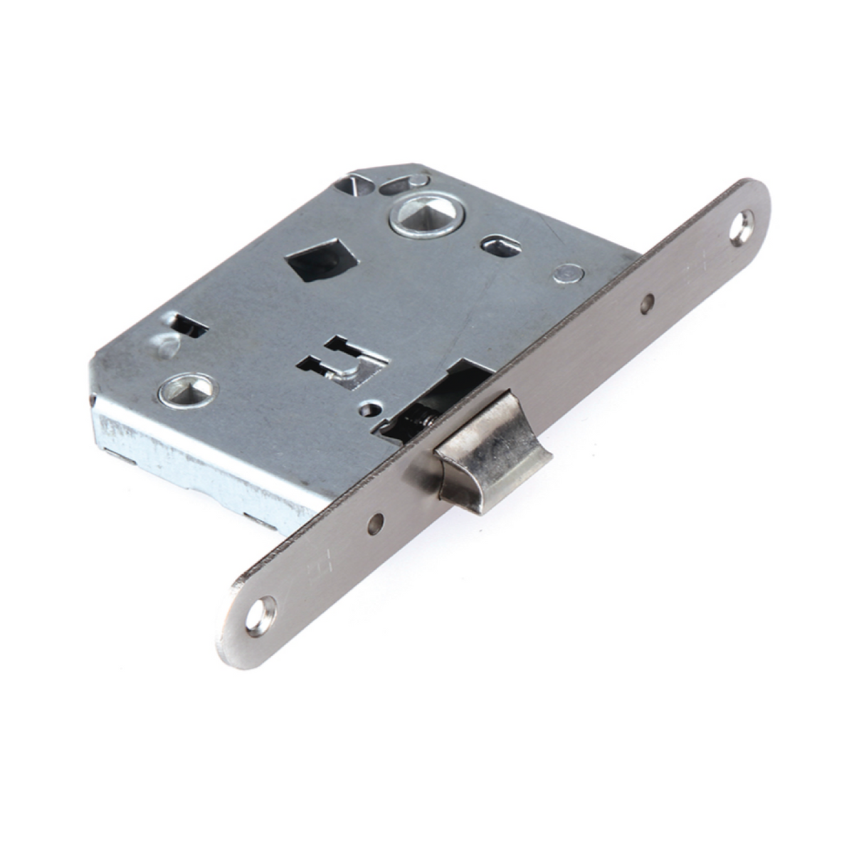Offset mortise latch 70mm satin nickel finish round edge