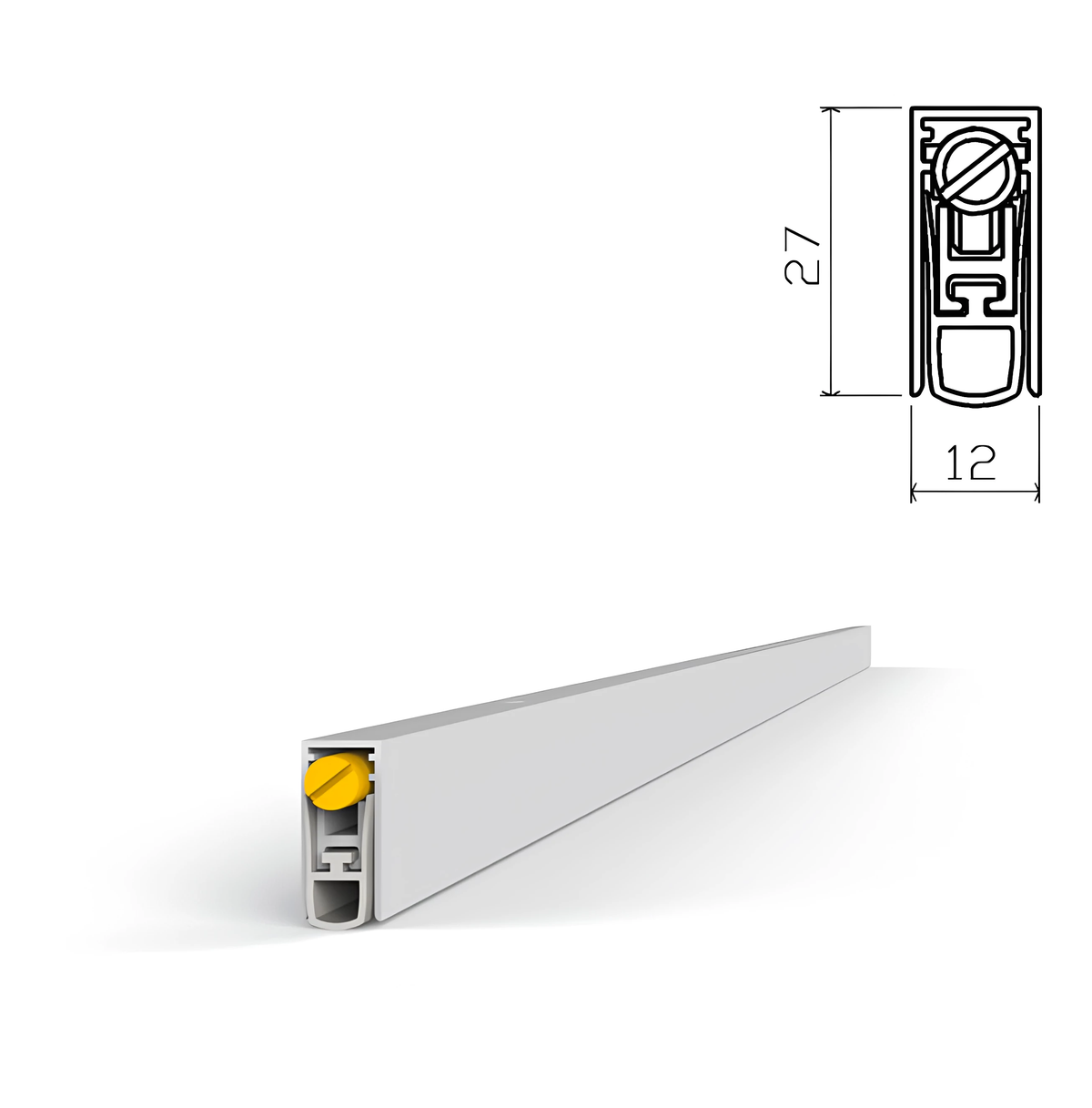 Burlete automático de embutir en aluminio para puerta de madera de 920 mm