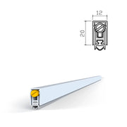 Burlete automático de embutir en aluminio y goma 12x20 mm y 920 mm para puertas de madera