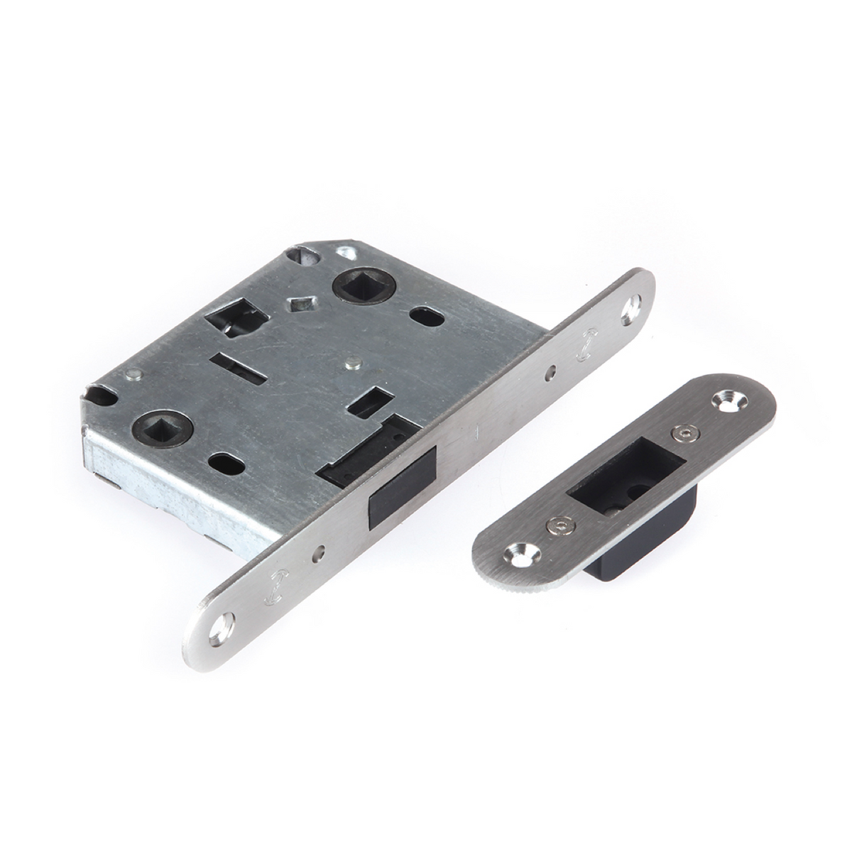 Magnetische Falle mit Verriegelungsoption, Dornmaß 70mm, satiniertes Nickel