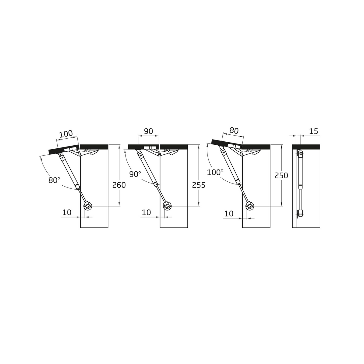 Hydraulischer Gasdruckdämpfer 60N mit Klappenhalter