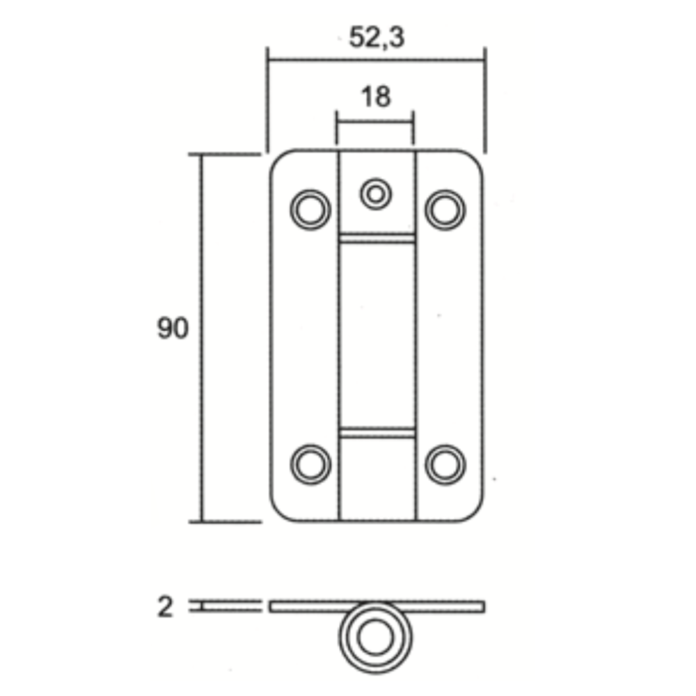 Stainless steel spring hinge with round blade for sanitary cubicles
