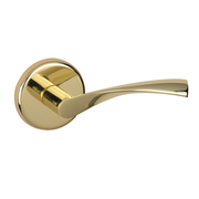 'ARI130' model door handle with round rose, polished gold knob cover, for doors