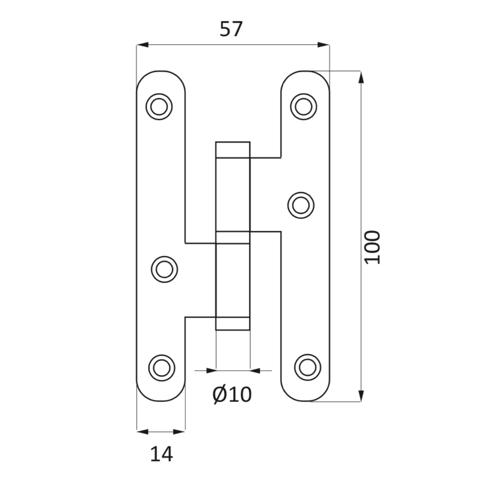 Fiche à douille ronde 100 x 57 finition forgée noire avec embout pour portes
