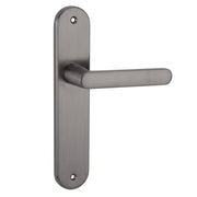 Türklinke mit ovalem Langschild aus Aluminium, Graphit-Finish 250x48 mm