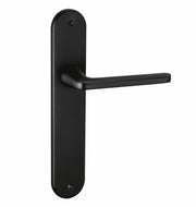 Türklinke mit ovalem Langschild aus Aluminium, schwarz, 250x48 mm für Türen